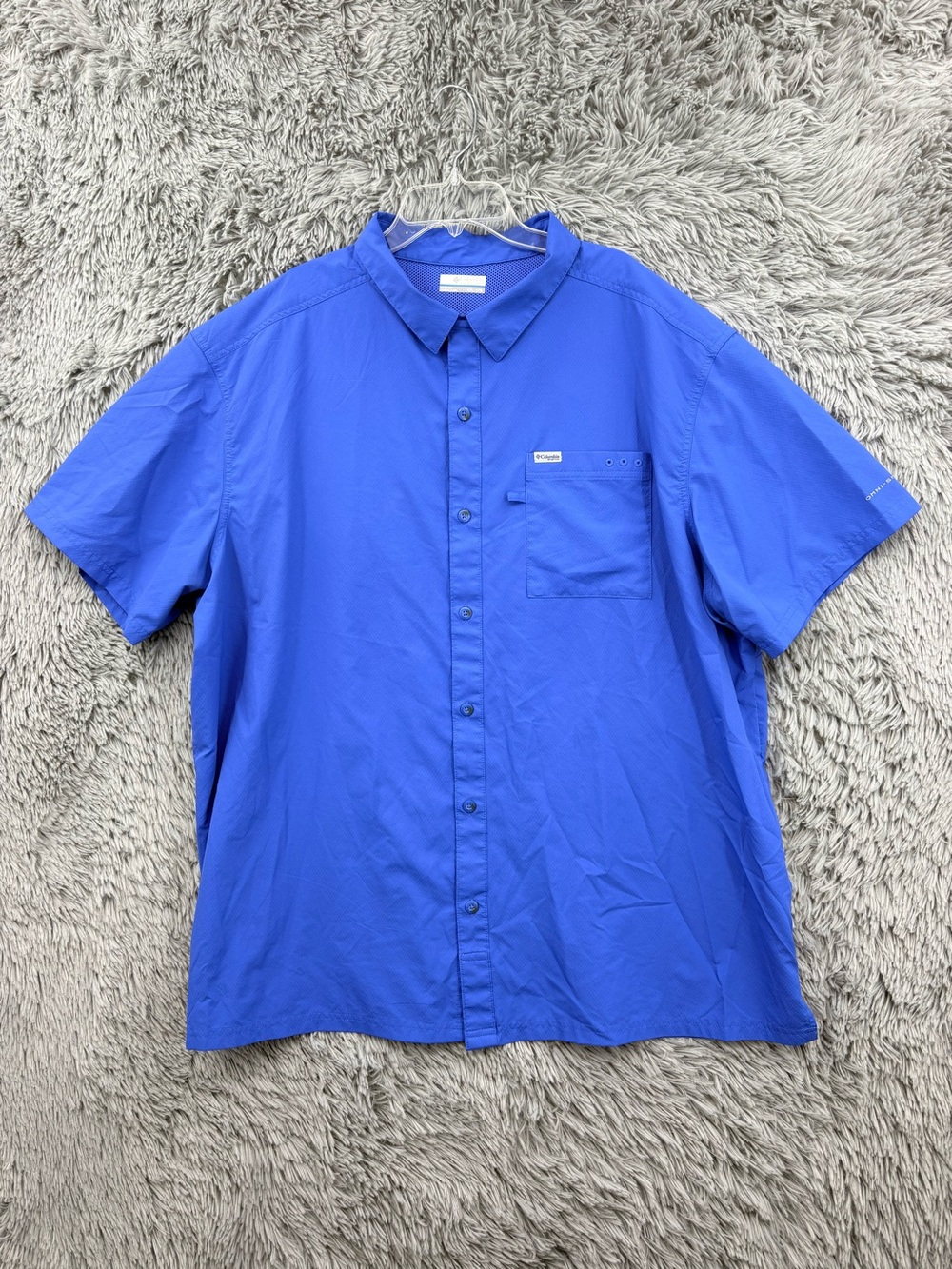 Columbia PFG Fishing Shirt Mens XXL Blue Slack Tide Camp Button Up Omni Shade